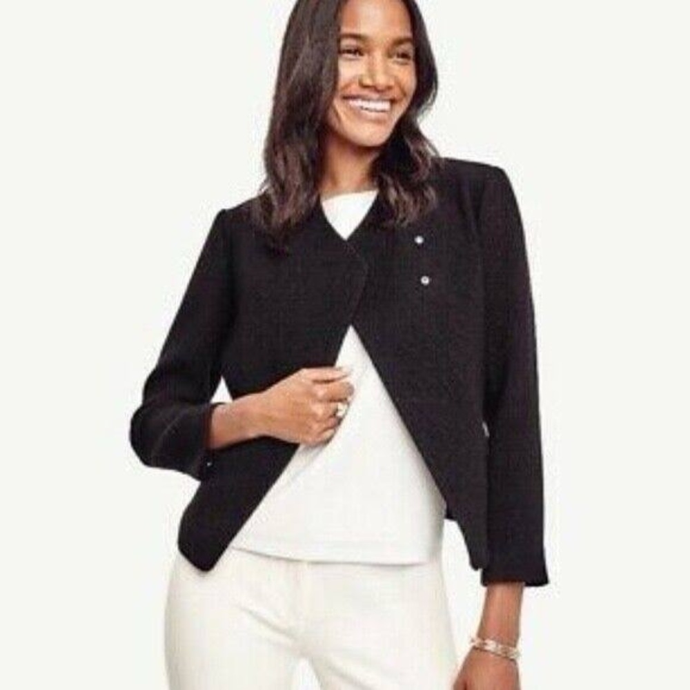 NWT Loft Black Wool Moto Asymmetrical 2 Snaps and Zippers on Sleeves